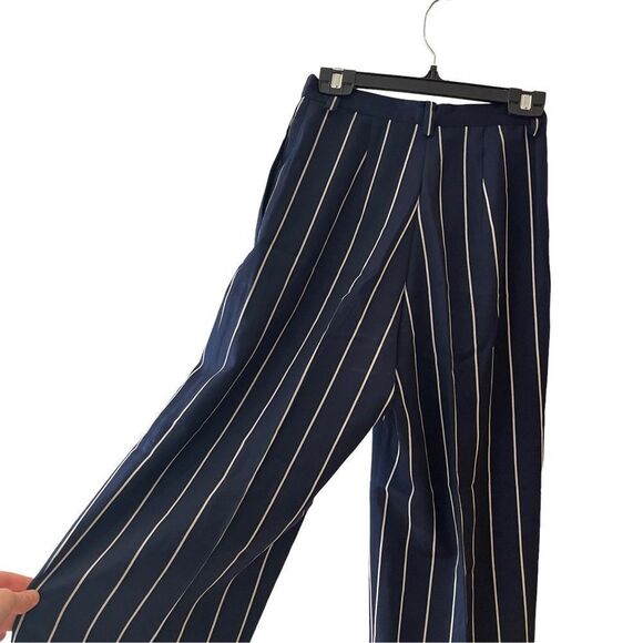Vintage navy blue high waisted wool pinstripe tailored trousers XS - Picture 4 of 8